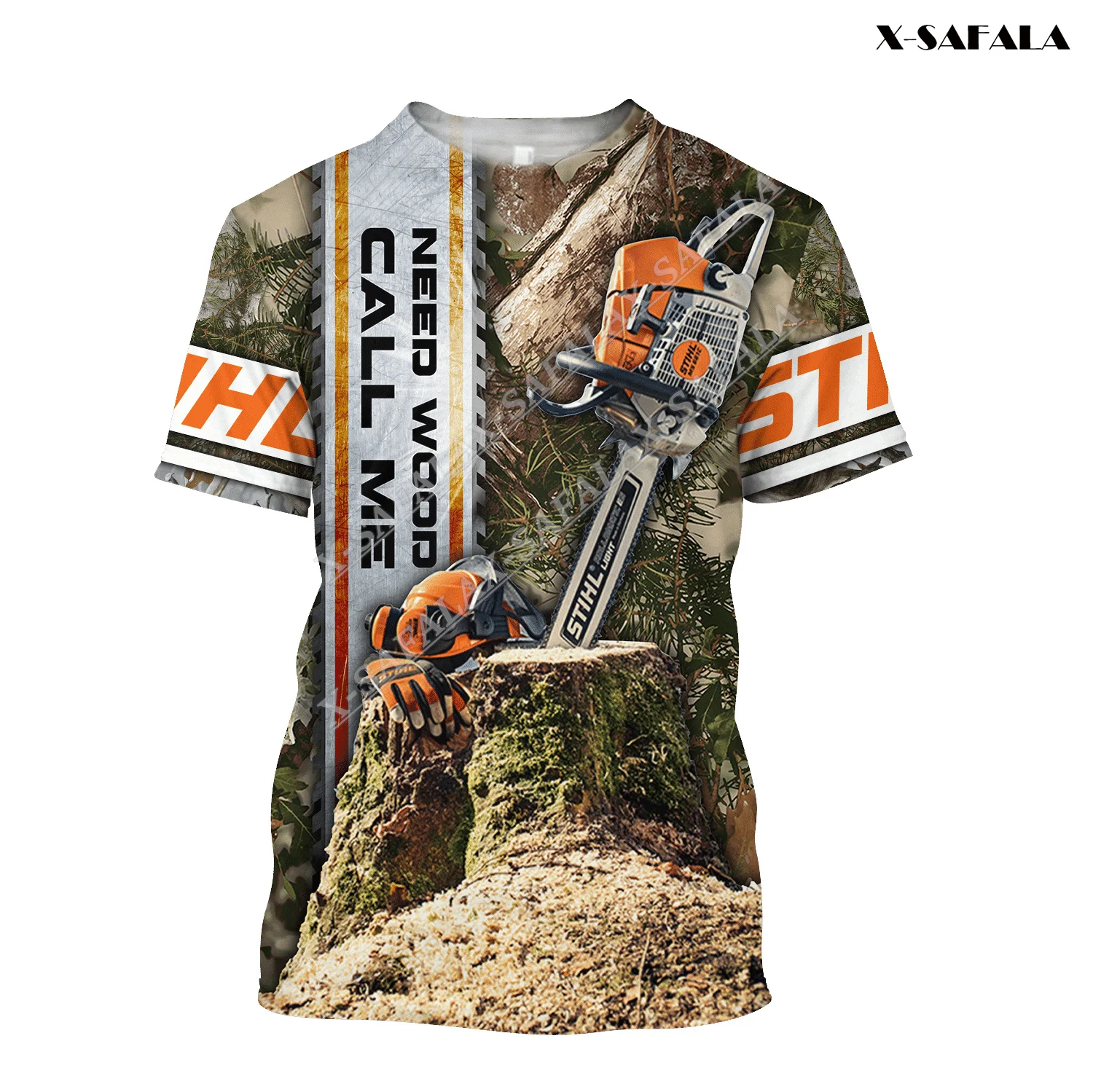 

Lumberjack Power Tools Logger Custom Name 3D Printed Chainsaw T-shirt Summer Round NeckUnisex Hip Hop Casual Clothes Loose Tops