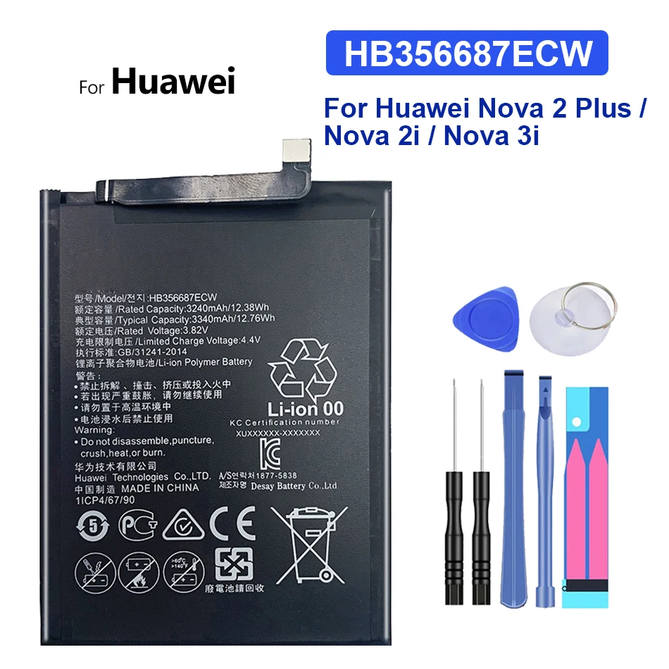 HB356687ECW 3340mAh Battery For Huawei Nova 2 Plus/Nova 2i/Huawei G10/Mate 10 Lite/ Honor 7x/Honor 9i High Quality Battery
HB356687ECW 3340mAh Battery For Huawei Nova 2 Plus/Nova 2i/Huawei G10/Mate 10 Lite/ Honor 7x/Honor 9i High Quality Battery