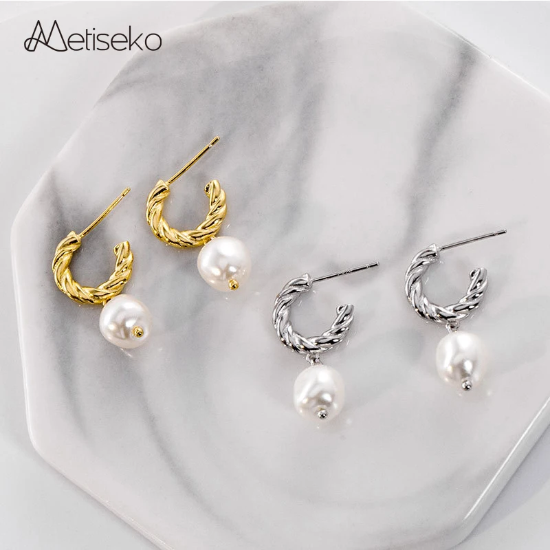 Metiseko Natural Pearl Drop Earrings 925 Sterling Silver Irregular Baroque Pearl Pendant Earrings Elegant Jewelry for Women
Metiseko Natural Pearl Drop Earrings 925 Sterling Silver Irregular Baroque Pearl Pendant Earrings Elegant Jewelry for Women