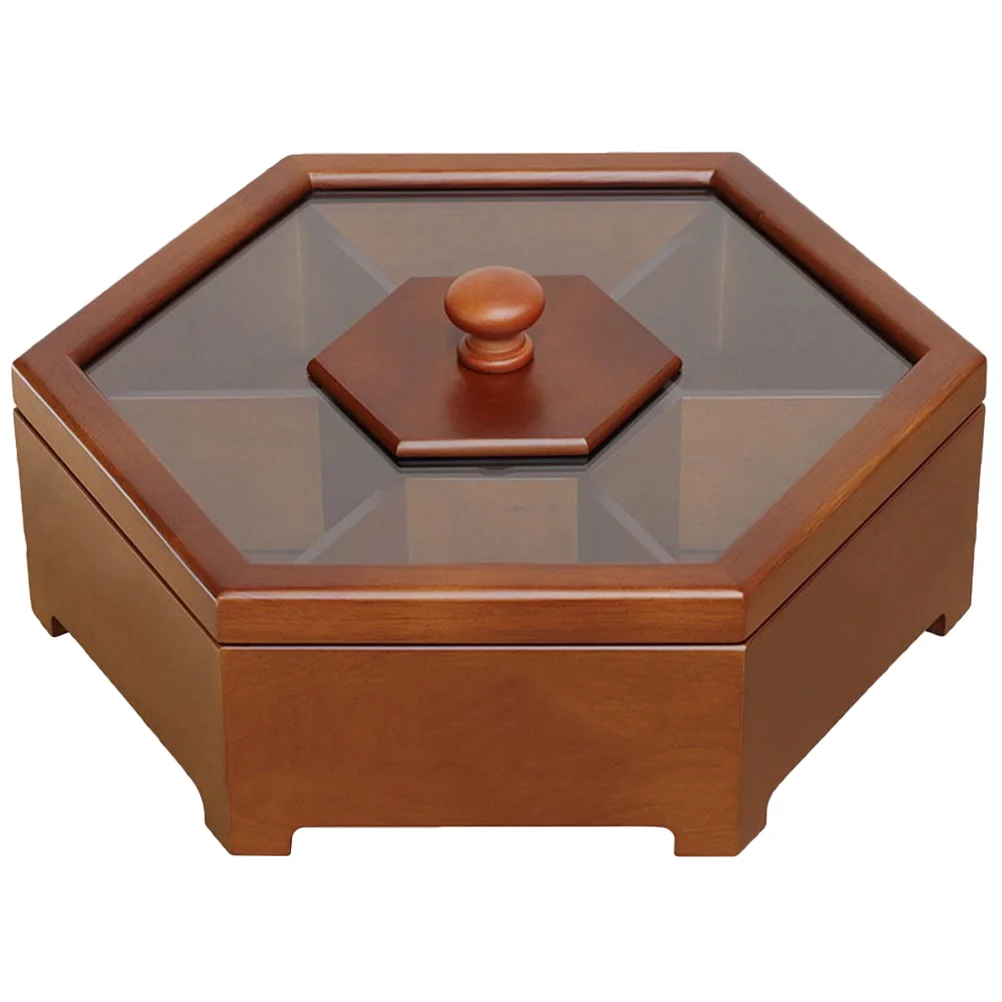 

Seven Grid Dry Fruit Box Snack Holder Candy Case Container Snacks Nuts Storage Glass Lidded Serving Tray
