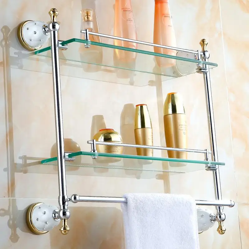Sliver Glass Shelf Bathroom Luxury Double Layer Bathroom Shelves Bathroom Accessories Products 60cm
Sliver Glass Shelf Bathroom Luxury Double Layer Bathroom Shelves Bathroom Accessories Products 60cm