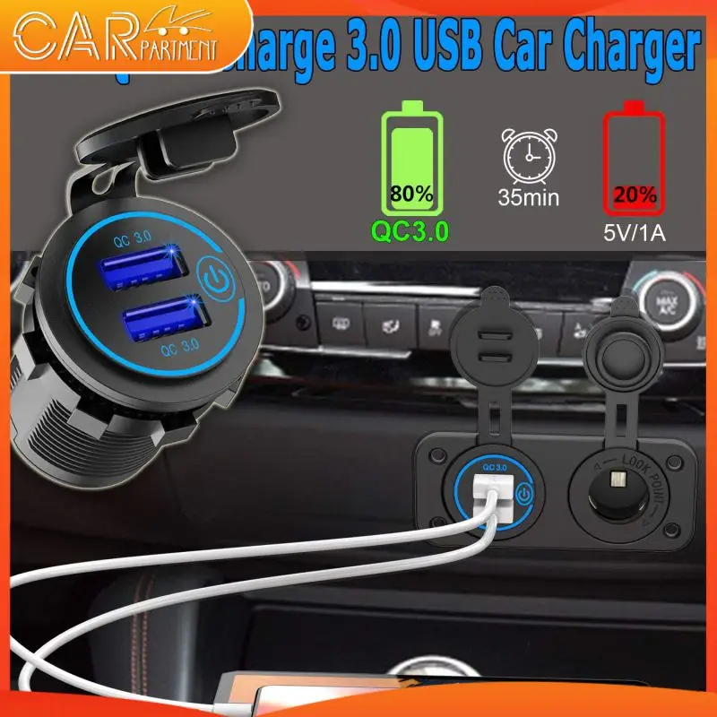 Автомобильное зарядное устройство с двумя USB-портами и сенсорным выключателем, 3,0 Вт
Автомобильное зарядное устройство с двумя USB-портами и сенсорным выключателем, 3,0 Вт
