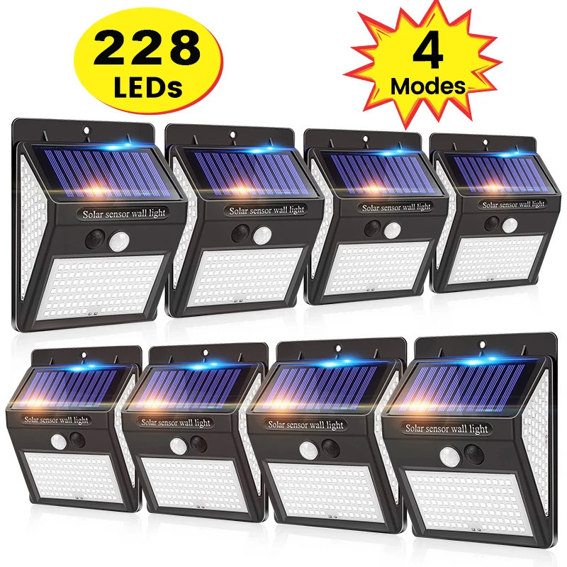 228 Solar LED Light Outdoor Spotlight With Sensor Motion Waterproof Solar Lamp 4 Modes Powerful Sunlight For Garden Decoration
228 Solar LED Light Outdoor Spotlight With Sensor Motion Waterproof Solar Lamp 4 Modes Powerful Sunlight For Garden Decoration