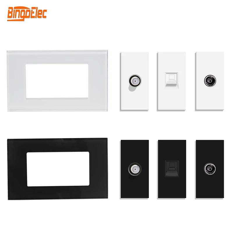 Bingoelec US Type DIY White Black Glass Panel Satellite TV TEL RJ45 RJ11 USA Wall Socket 118*75mm
Bingoelec US Type DIY White Black Glass Panel Satellite TV TEL RJ45 RJ11 USA Wall Socket 118*75mm