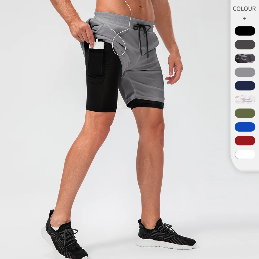Men's double fake two-piece fitness shorts with headphone hole loose quick-dry running training sweatpants gym shorts
Men's double fake two-piece fitness shorts with headphone hole loose quick-dry running training sweatpants gym shorts