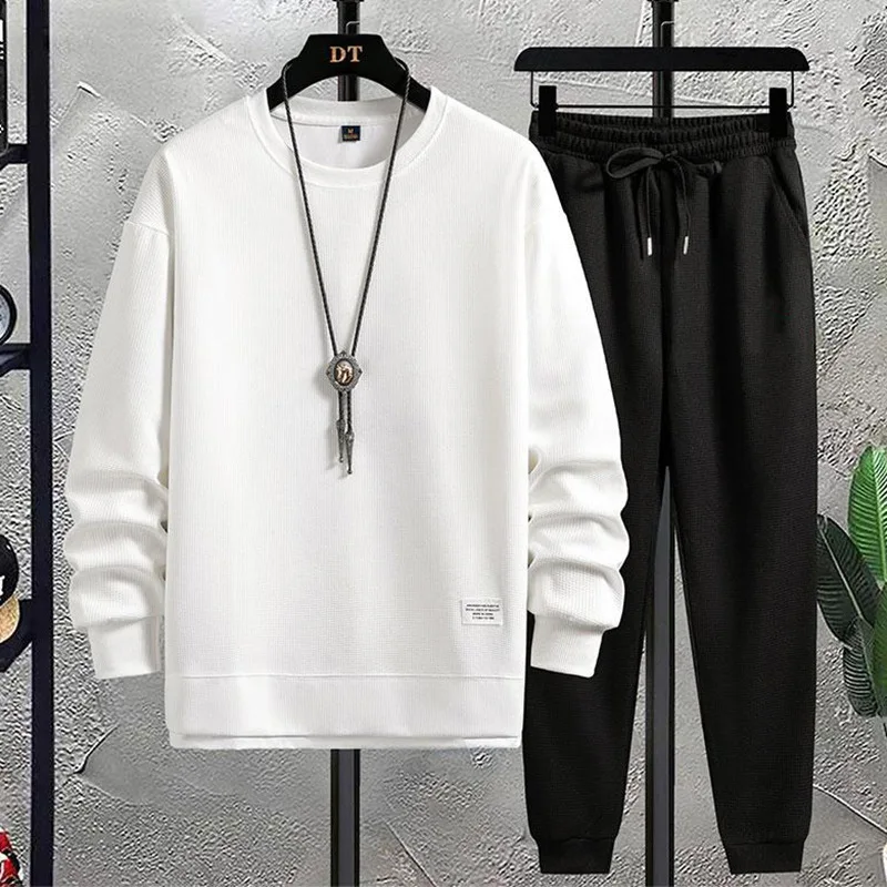 2023 Spring and Autumn New Round Neck Waffle Men's Suit Leisure Sports Long Sleeve Pants Two-piece Tide Brand Loose Sportswear
2023 Spring and Autumn New Round Neck Waffle Men's Suit Leisure Sports Long Sleeve Pants Two-piece Tide Brand Loose Sportswear
