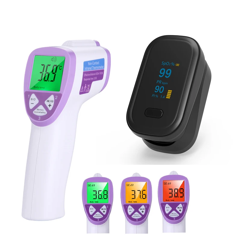 

Infant Baby Adult Medical Body Fever Infrared IR Forehead Thermometer and Finger Tip Pulse Oximeter Family Health Tool Set