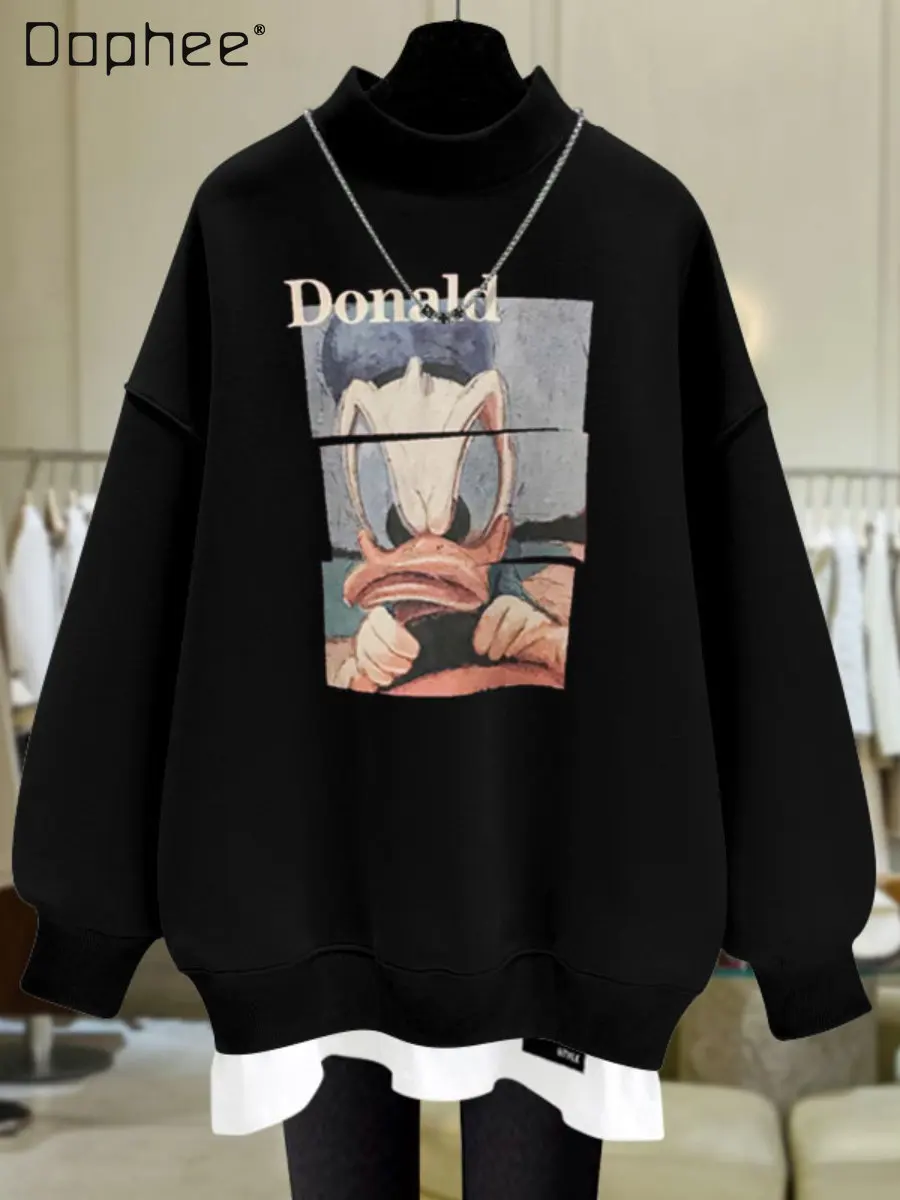 Fashion Cartoon Printed Half Turtleneck Fleece Thick Round Neck Hoodies Women's Spring Autumn Long Sleeve Pullover Sweatshirt
Fashion Cartoon Printed Half Turtleneck Fleece Thick Round Neck Hoodies Women's Spring Autumn Long Sleeve Pullover Sweatshirt