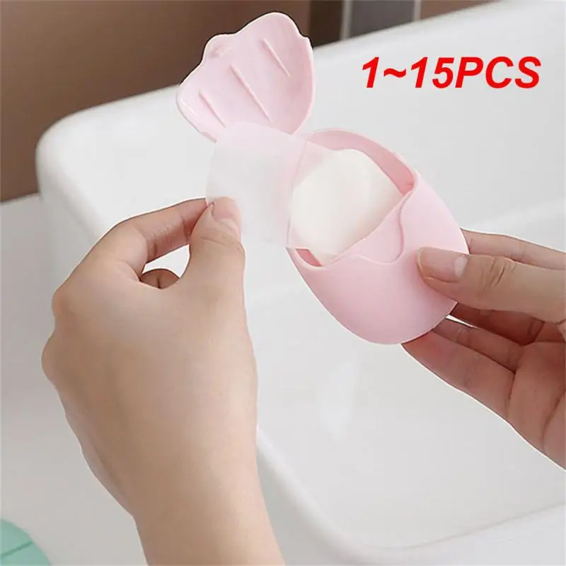 

1~15PCS Disposable Boxed Paper Soap Travel Camping Portable Hand Washing Box Scented Slice Sheets Mini Soap Paper Whitening Soap