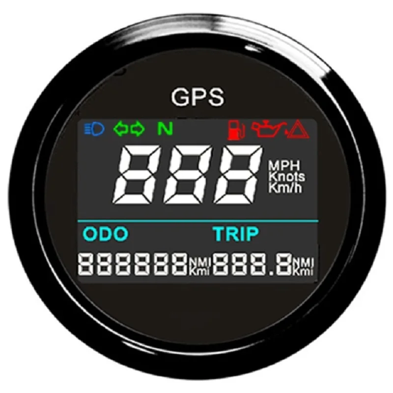 

52mm Digital GPS Speedometer Trip Meter Adjustable Odometer Compatible with Boat Yacht Motorcycle Car 2" 12V 24V