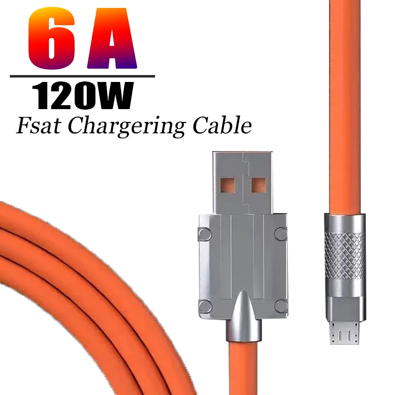 

2Meter Type C Fast Charging Cable 120W 6A for Samsung S23 Pro Ultra Extra Thick Soft TPE Phone Charger Cord Data Charger Wire