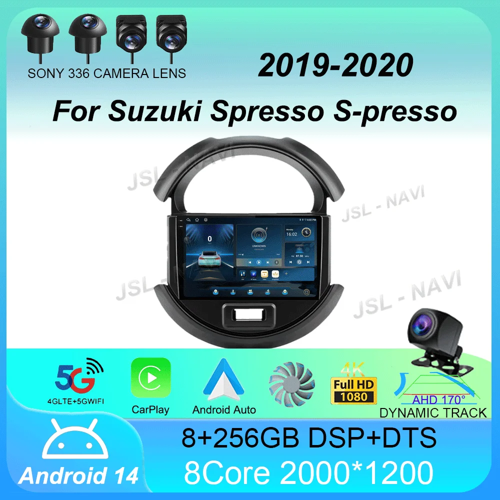 Автомобильный радиоприемник Android 14 беспроводной CarPlay Auto для Suzuki Spresso S-presso 2019-2020