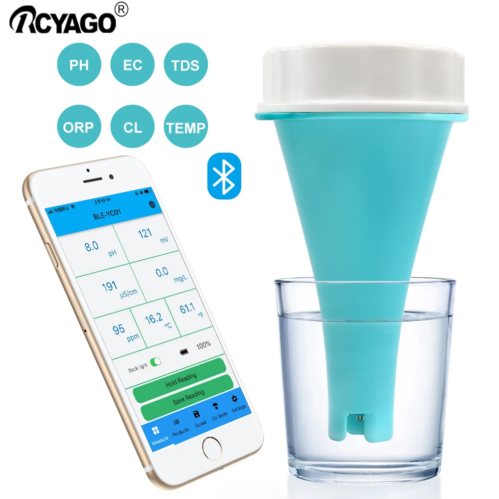 6 In 1 Water Quality Detector PH EC T-DS ORP Temperature/Chlorine APP Blue Tooth Online Monitor Water Quality Tester Smart Tool
6 In 1 Water Quality Detector PH EC T-DS ORP Temperature/Chlorine APP Blue Tooth Online Monitor Water Quality Tester Smart Tool