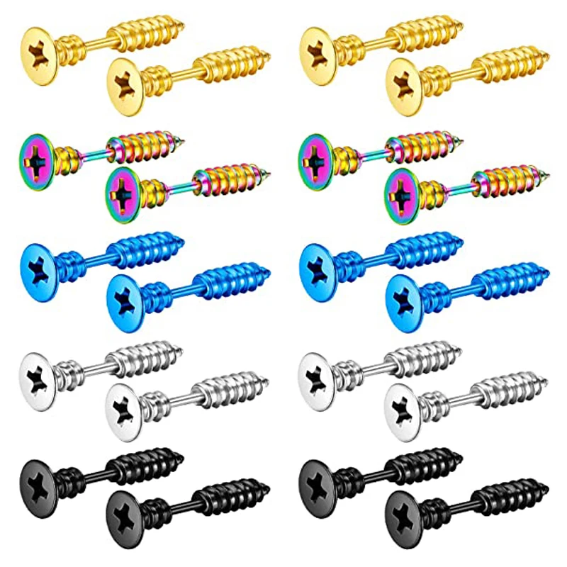 10 Pairs of Screw Earrings Set Men Punk Style Stainless Steel Sierced Screw Hoop Earrings Suitable for men and women
10 Pairs of Screw Earrings Set Men Punk Style Stainless Steel Sierced Screw Hoop Earrings Suitable for men and women