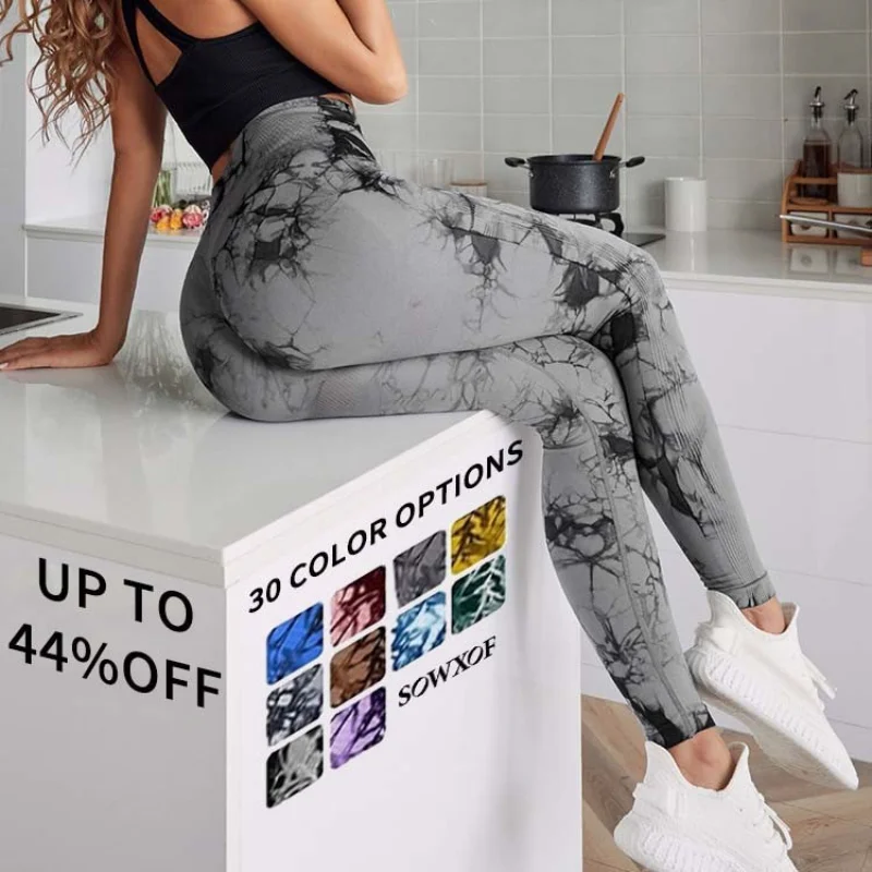 

Fitness Women Tie Dye Push Up High Waist Leggings Gym Seamless Yoga Knitting Trousers Femme Skims Sexy Pants Stretch Athletic