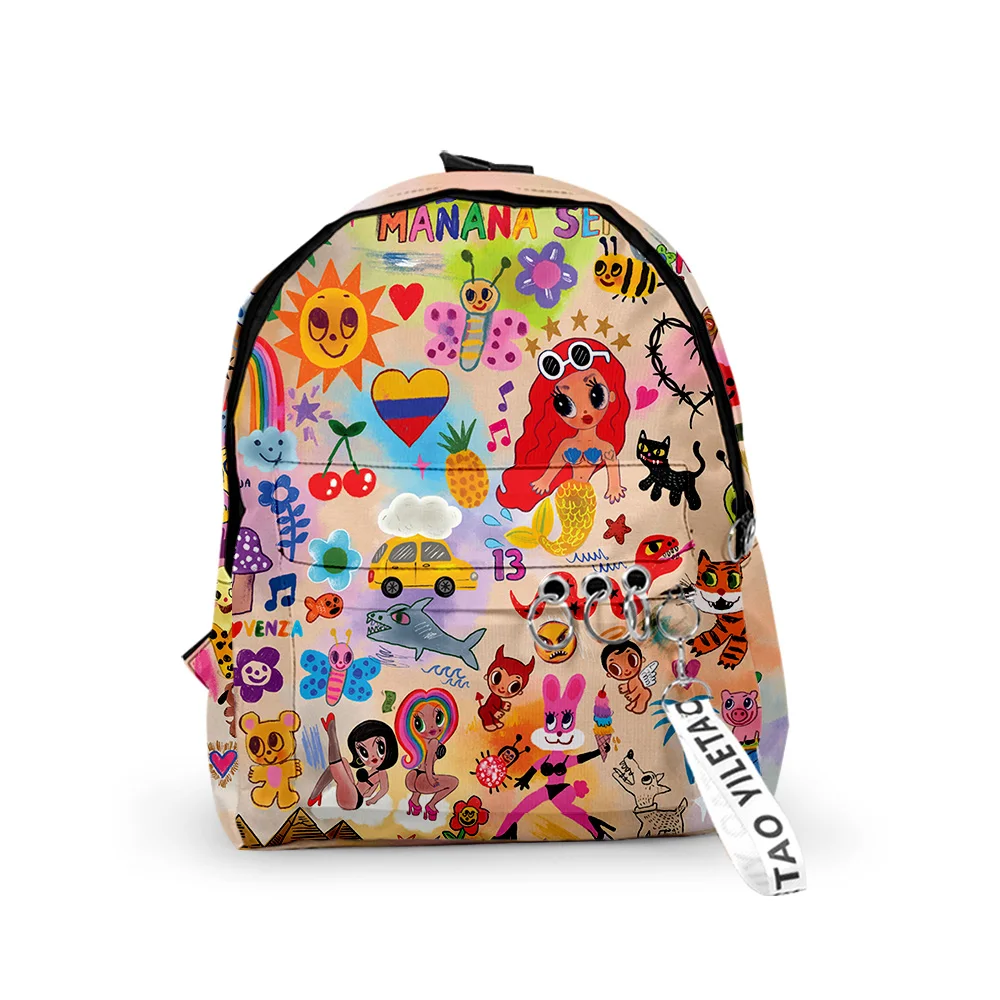 

Karol G Manana Sera BonitoI Backpack Students Boys Girls Schoolbag Oxford Waterproof Key Chain Accessories Primary Middle School