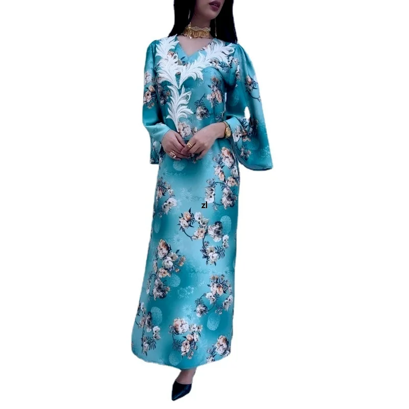 Maxi Dress Floral Printed Casual Loose Chic Appliques Abaya Islamic Clothes Muslim Female Saudi Arabia Dubai Long Dress Summer
Maxi Dress Floral Printed Casual Loose Chic Appliques Abaya Islamic Clothes Muslim Female Saudi Arabia Dubai Long Dress Summer