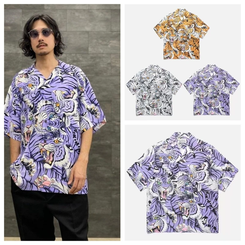 

WACKO MARIA 23SS Hawaiian tiger patterned short sleeved shirt casual loose fitting street shirt