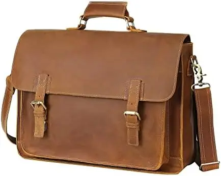 

Кожаная сумка-мессенджер для мужчин, портфель для ноутбука 17,3 дюйма, кожаная деловая дорожная сумка для компьютера и офиса