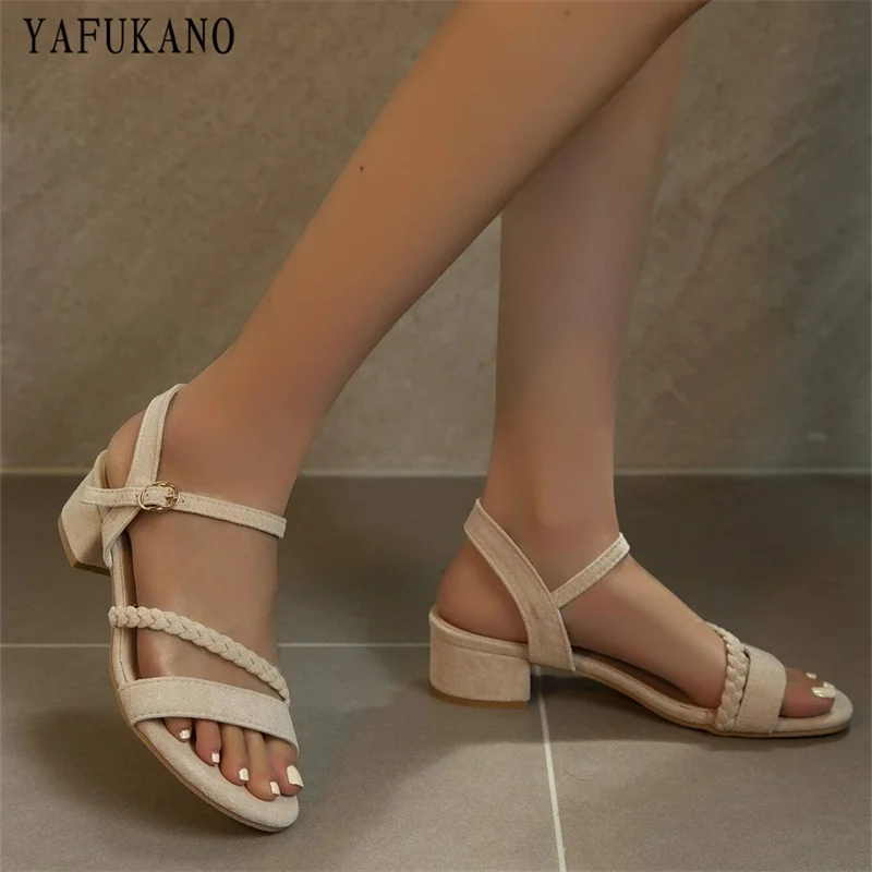 Summer New Suede Open Toe High Heels Braided Detail Chunky Heeled Ankle Strap Sandals Fashion Casual Pumps Party Dress Shoes
Summer New Suede Open Toe High Heels Braided Detail Chunky Heeled Ankle Strap Sandals Fashion Casual Pumps Party Dress Shoes