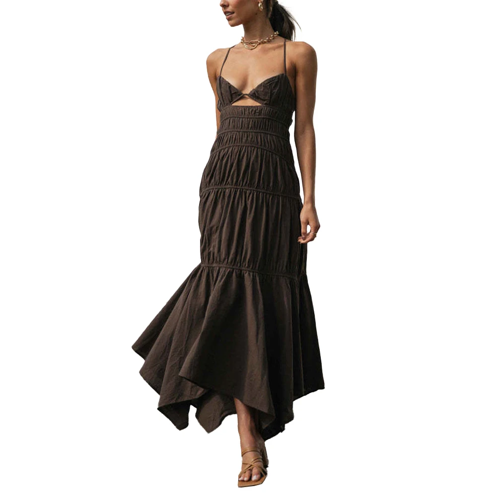 Women Sexy Spaghetti Strap Maxi Dresses High Waist Deep V-neck Backless Soild Color Long Midi Dress Vestidos
Women Sexy Spaghetti Strap Maxi Dresses High Waist Deep V-neck Backless Soild Color Long Midi Dress Vestidos