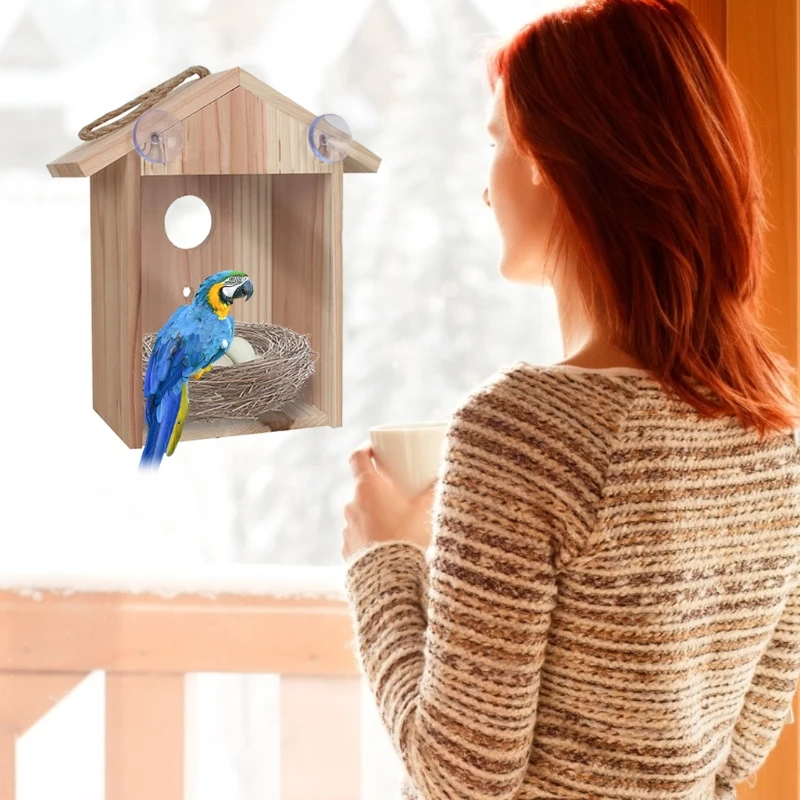 Wooden Bird House for Outside Window Bird Nesting Box See Through Birdhouse with Strong Suction Cups for Blue Birds
Wooden Bird House for Outside Window Bird Nesting Box See Through Birdhouse with Strong Suction Cups for Blue Birds
