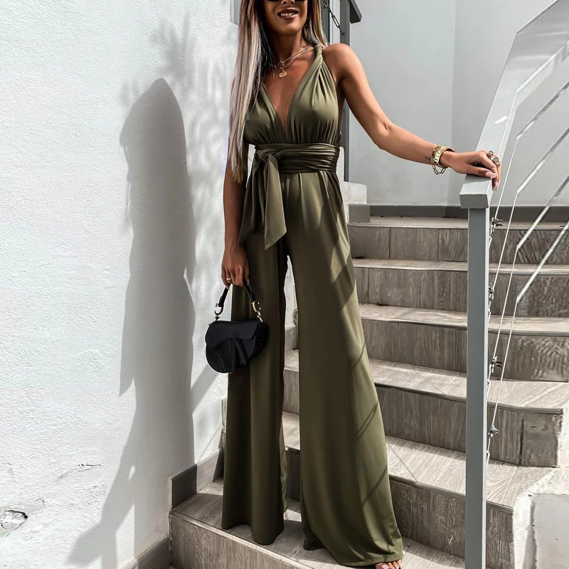 Женский комбинезон без рукавов, с V-образным вырезом 
Женский комбинезон без рукавов, с V-образным вырезом