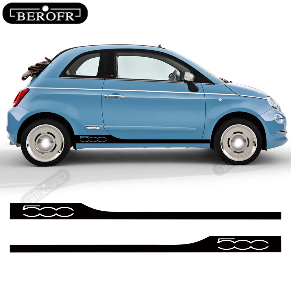 

2pcs Car Door Side Stripes Skirt Stickers Auto Body Vinyl Kit Decal For Fiat 500 Abarth 595 695 500C 500e Exterior Accessories