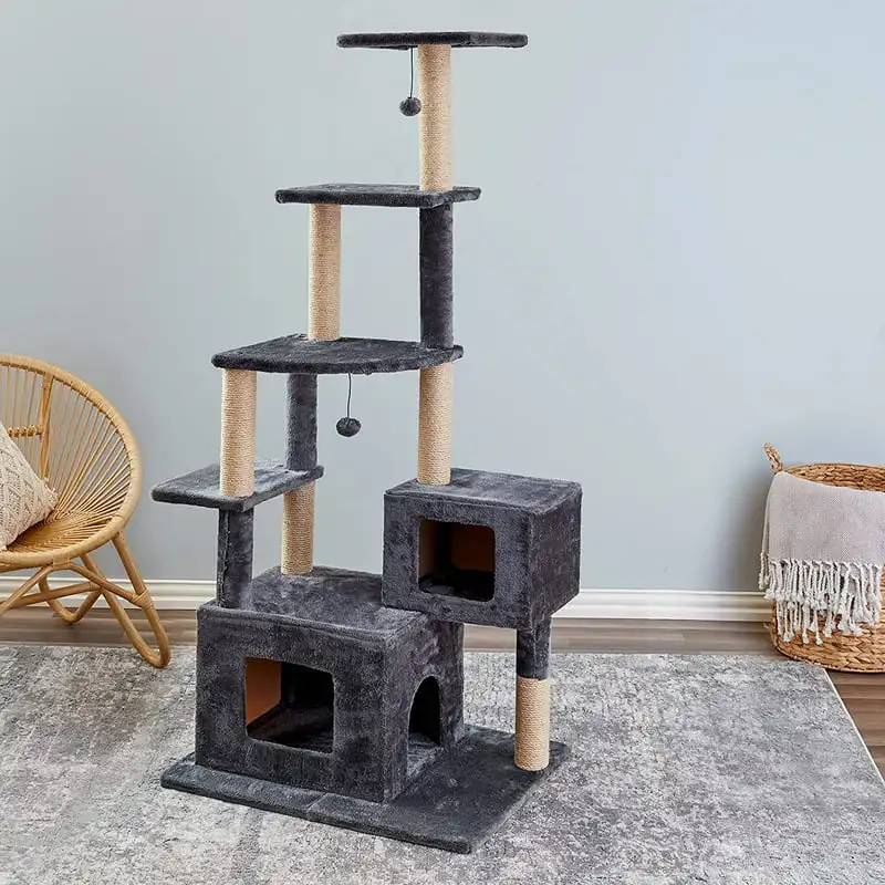 Walnut Dark Grey 66-inch Cat Tree, Tower, Condo, Scratching Post & Playground
Walnut Dark Grey 66-inch Cat Tree, Tower, Condo, Scratching Post & Playground