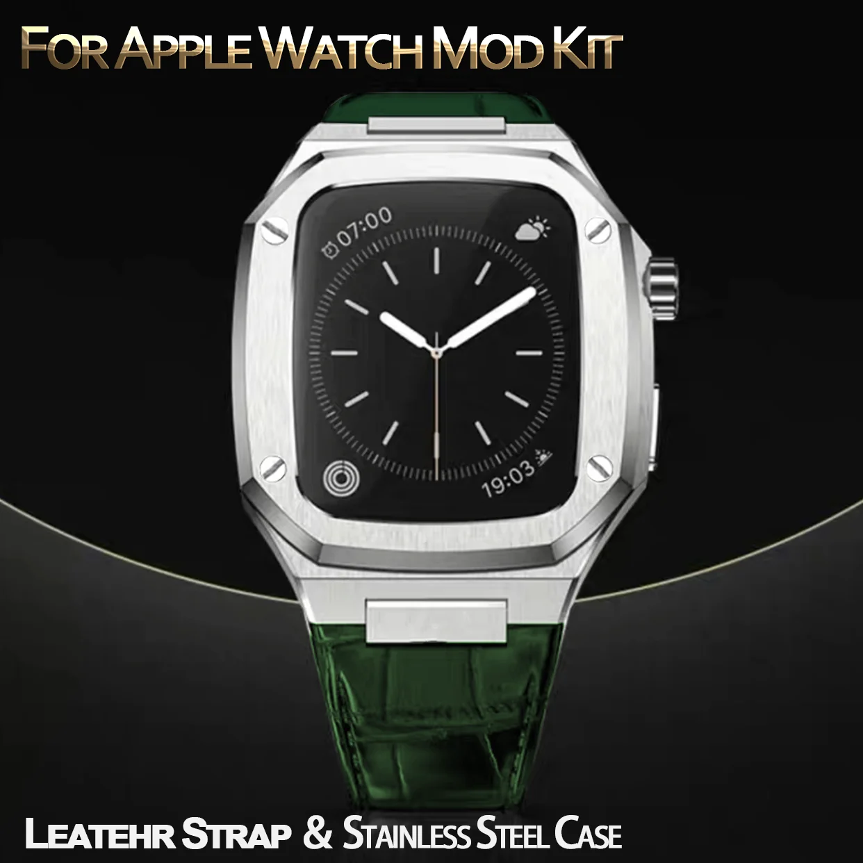 Luxury Leather Strap Modification Kit for Apple Watch 7 6 5 4 SE Stainless Steel Case for Series Iwatch 45mm 44mm Mod Kit Set
Luxury Leather Strap Modification Kit for Apple Watch 7 6 5 4 SE Stainless Steel Case for Series Iwatch 45mm 44mm Mod Kit Set