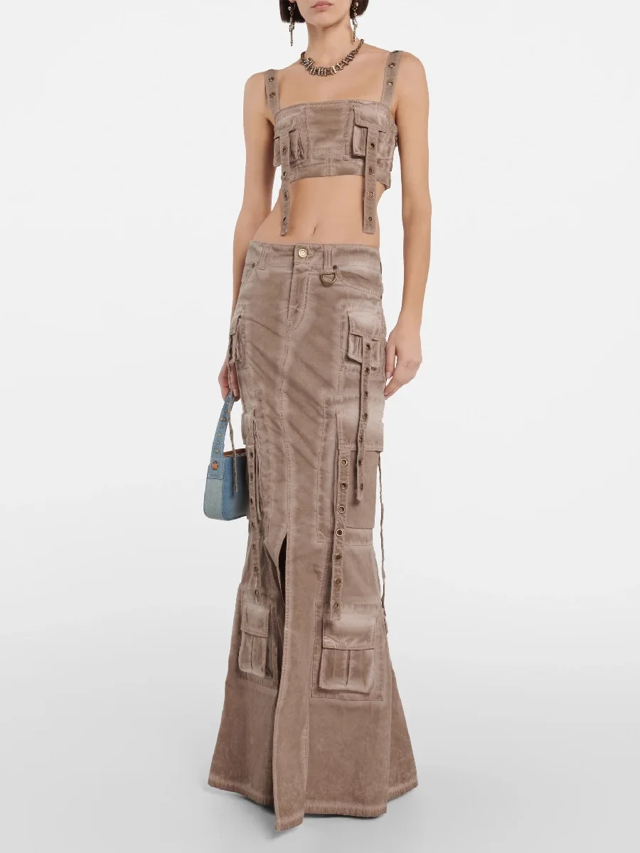 2023 Summer women's heavy craft high -waisted casual women's denim skirt y2k clothes New high -quality workers long skirt traf
2023 Summer women's heavy craft high -waisted casual women's denim skirt y2k clothes New high -quality workers long skirt traf