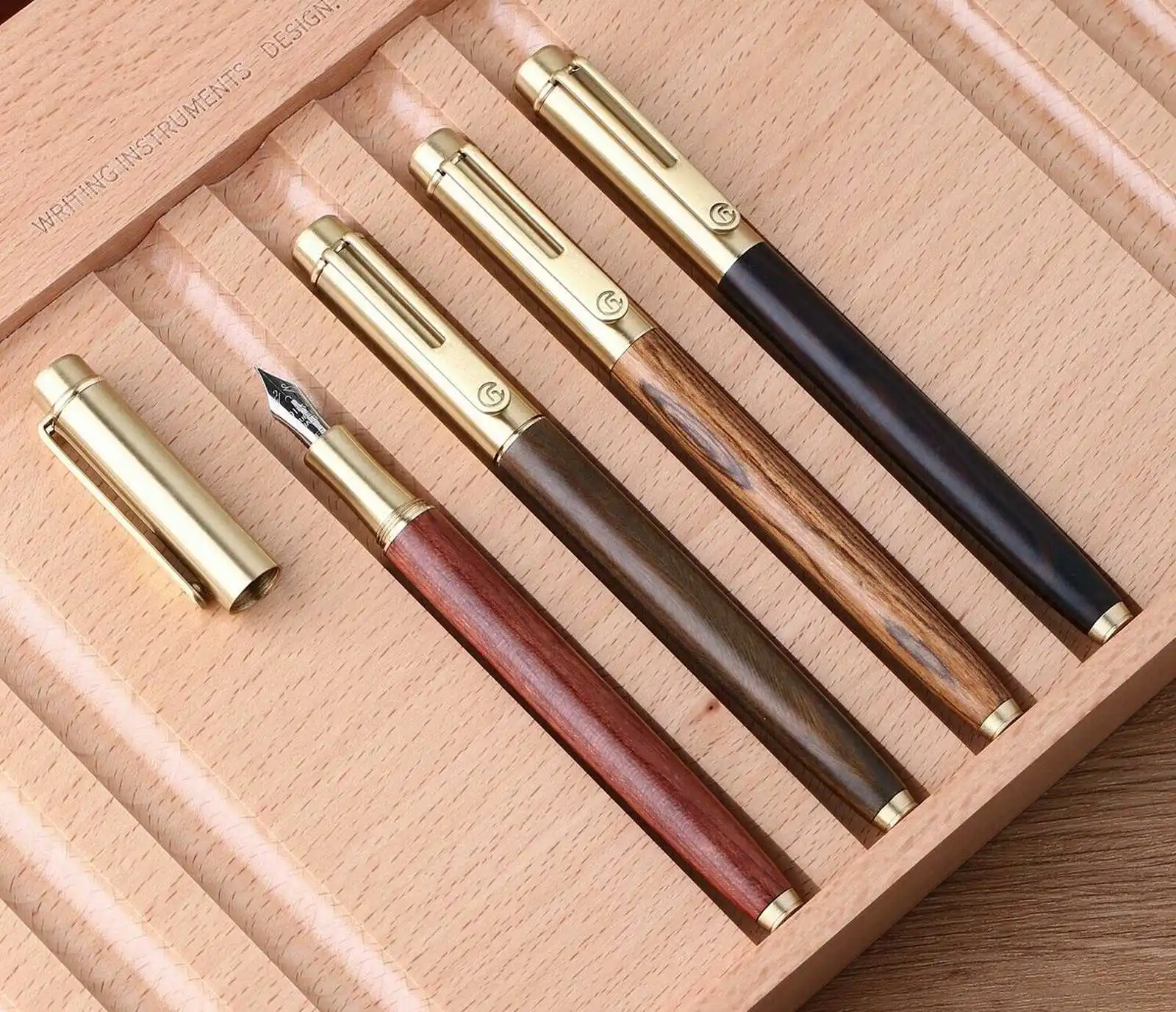 

New Majohn M7 Natural Wood Fountain Pen Iridium EF/ F/ Bent Nib Smooth Writing Pen with box gift for student office school pens