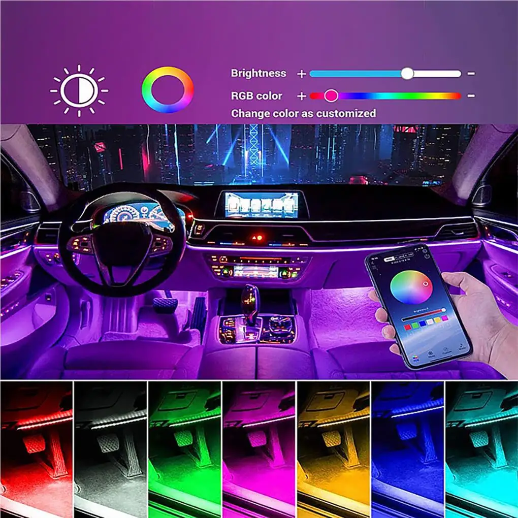 Bluetooth APP Car Ambient Light With Sound Sensor Car Interior Atmosphere Lights With Bluetooth App Round Four-Button 24-Key Rem
Bluetooth APP Car Ambient Light With Sound Sensor Car Interior Atmosphere Lights With Bluetooth App Round Four-Button 24-Key Rem
