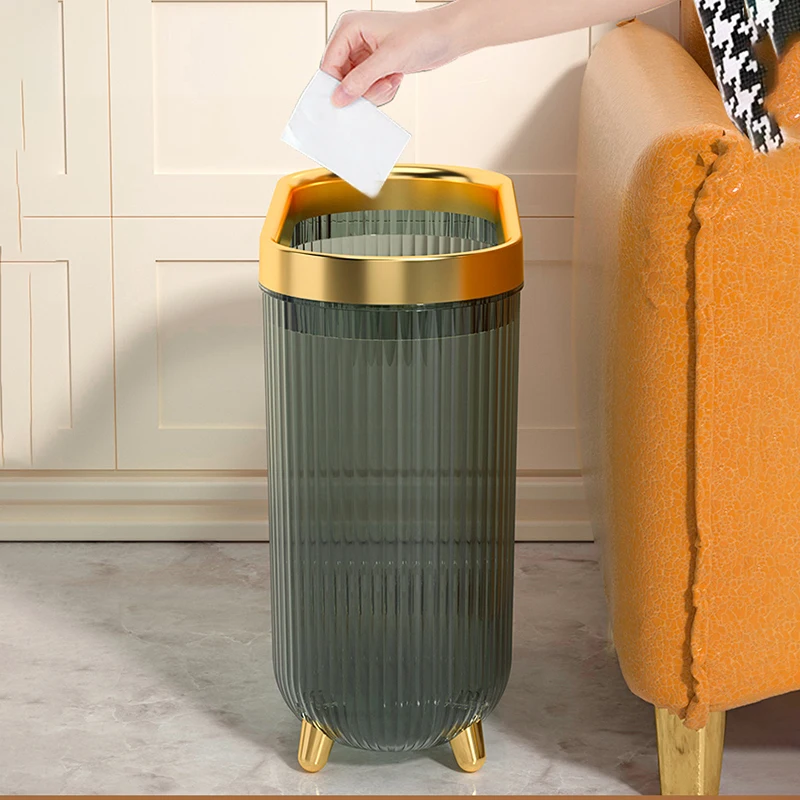 

12L Trash Can Without Lid Toilet Narrow Seam Bathroom Living Room Kitchen Pressure Ring Garbage Can Household Storage Bucket