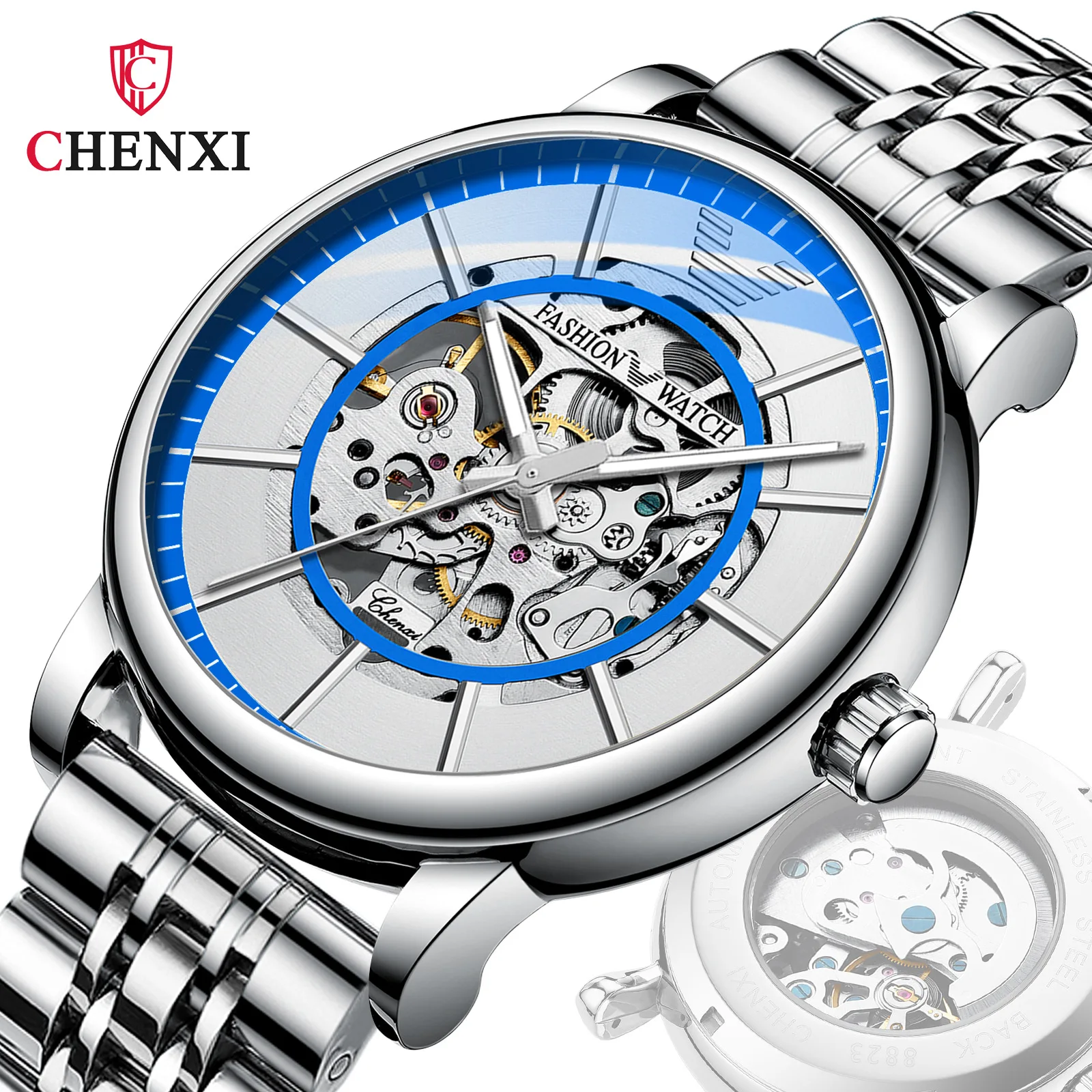 CHENXI Fashion Men Automatic Mechanical Watch Stainless Steel Waterproof Clock Sports Tourbillon Male Watches Relogio Masculino
CHENXI Fashion Men Automatic Mechanical Watch Stainless Steel Waterproof Clock Sports Tourbillon Male Watches Relogio Masculino