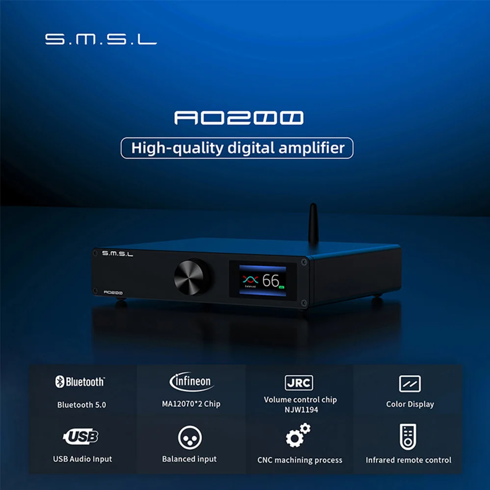 SMSL AO200 Digital HIFI Earphone Speaker Sound Amplifier Amp Amplify Bluetooth 5.0 Balanced Input USB Decoding XLR Output
SMSL AO200 Digital HIFI Earphone Speaker Sound Amplifier Amp Amplify Bluetooth 5.0 Balanced Input USB Decoding XLR Output
