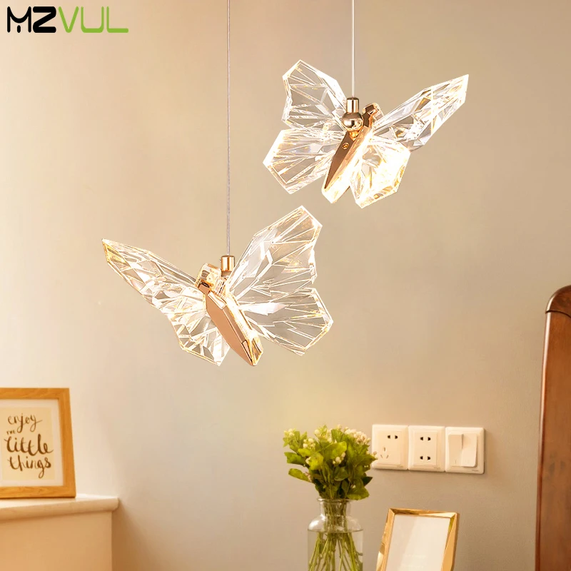 Nordic Butterfly Crystal LED Chandelier Creative Living Room Bedroom Bedside Pendant Lights Restaurant Decorative Hanging Lamp 
Nordic Butterfly Crystal LED Chandelier Creative Living Room Bedroom Bedside Pendant Lights Restaurant Decorative Hanging Lamp