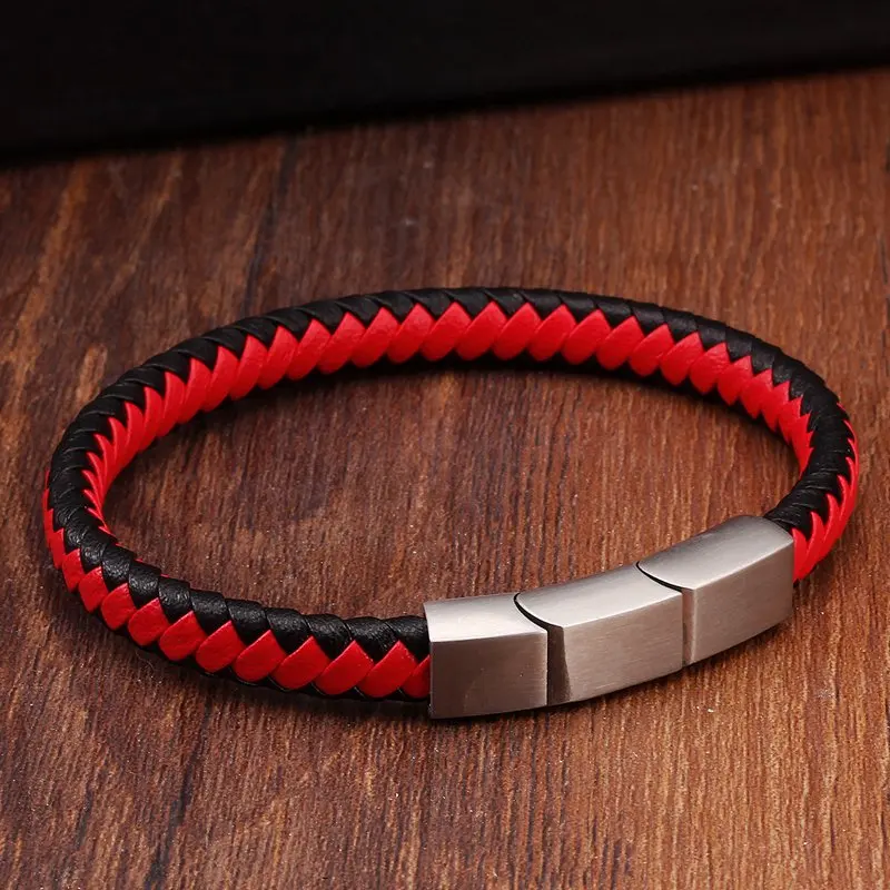 New Fashion Braided Red Genuine Leather Bracelets Men Women Stainless Steel Charm Bangles Fashion Sporty Casual Jewelry
New Fashion Braided Red Genuine Leather Bracelets Men Women Stainless Steel Charm Bangles Fashion Sporty Casual Jewelry