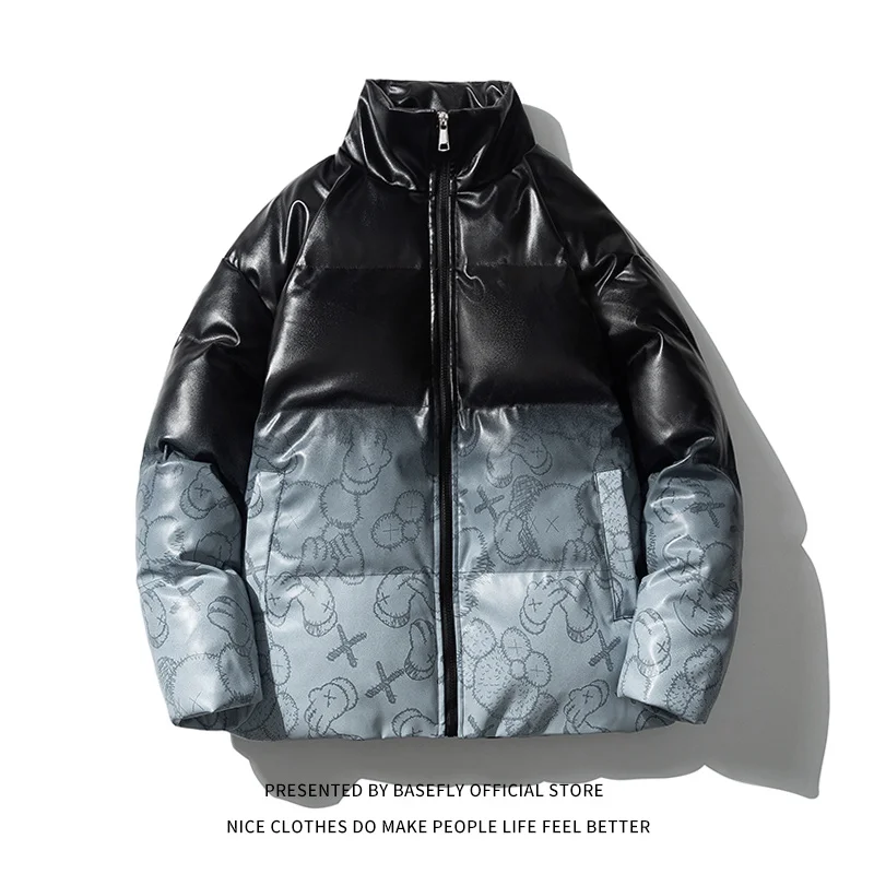 Leather PU Gradient Thick Warm Color Winter Change Men Bomber Parkas Couple Puffer Jacket Unisex Women Coat Street Motorcycle
Leather PU Gradient Thick Warm Color Winter Change Men Bomber Parkas Couple Puffer Jacket Unisex Women Coat Street Motorcycle