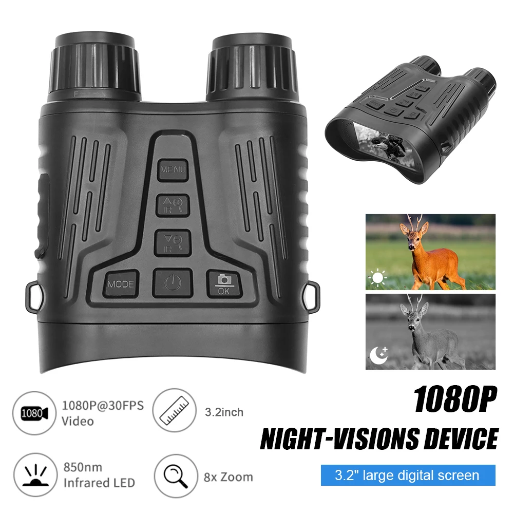Night Vision Goggles 1080P HD Binoculars 8X Digital Zoom Photos Videos Telescope with 3.2" TFT Display for Travel Bird Watching
Night Vision Goggles 1080P HD Binoculars 8X Digital Zoom Photos Videos Telescope with 3.2" TFT Display for Travel Bird Watching