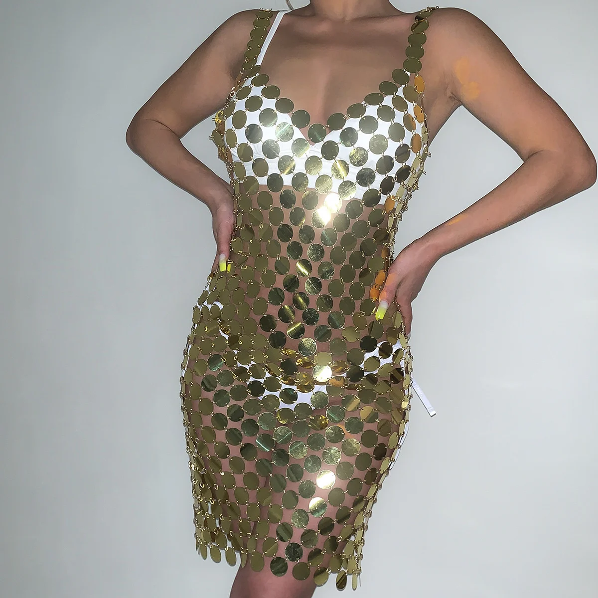 for Women Body Jewelry Personalized Nightclub Style V-neck Suspender Dress Sexy Geometric Hollow Out Sequin Body Chain Sexy 
for Women Body Jewelry Personalized Nightclub Style V-neck Suspender Dress Sexy Geometric Hollow Out Sequin Body Chain Sexy