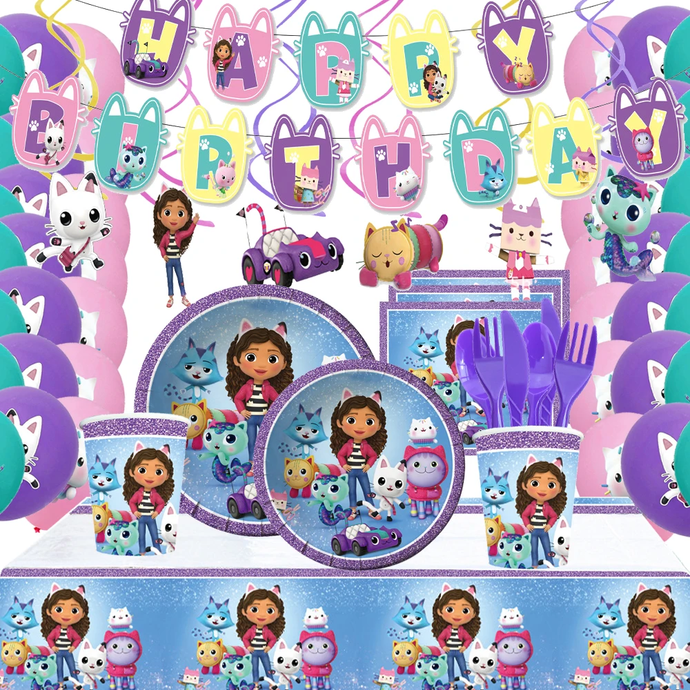 New Gabby Dollhouse Cats Birthday Decoration Balloon Disposable Tableware For Kids Gabby Doll House Figures Party Supplies
New Gabby Dollhouse Cats Birthday Decoration Balloon Disposable Tableware For Kids Gabby Doll House Figures Party Supplies