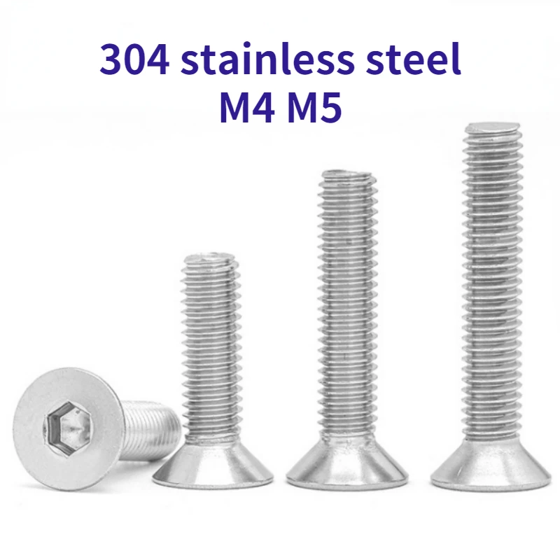 5/10/20/50Pcs M4 M5 304 Stainless Steel Countersunk Head Hexagon Socket Screw Bolt Flat Head Flat Cup Screw Length=5mm-100mm
5/10/20/50Pcs M4 M5 304 Stainless Steel Countersunk Head Hexagon Socket Screw Bolt Flat Head Flat Cup Screw Length=5mm-100mm