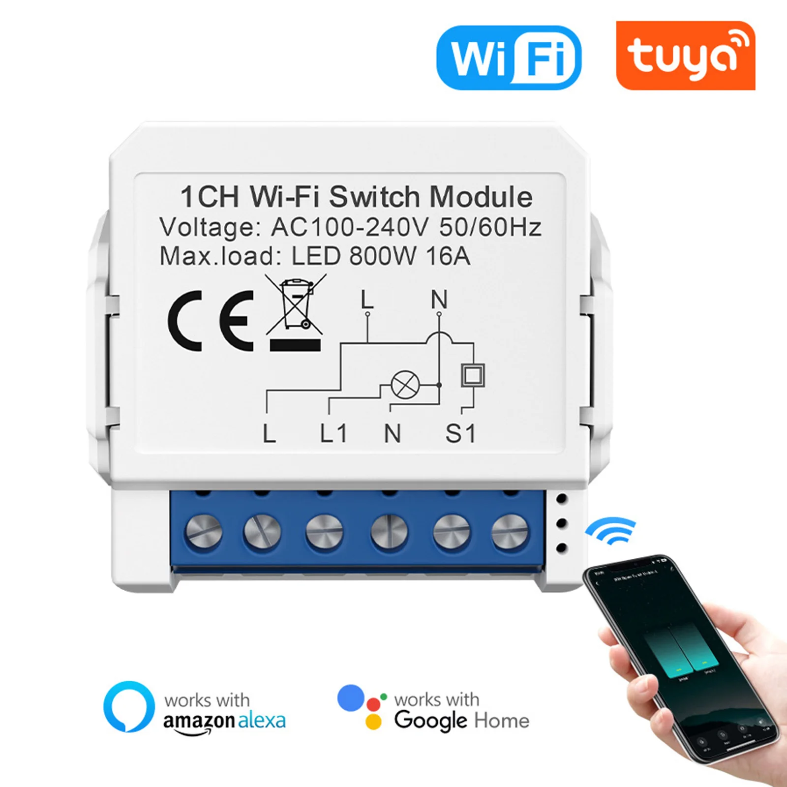 Durable WiFi Circuit Breaker Control Lights 1 Pc. 2.4Ghz AC 100-240V Circuit Breaker Overload Protection Smart WiFi
Durable WiFi Circuit Breaker Control Lights 1 Pc. 2.4Ghz AC 100-240V Circuit Breaker Overload Protection Smart WiFi
