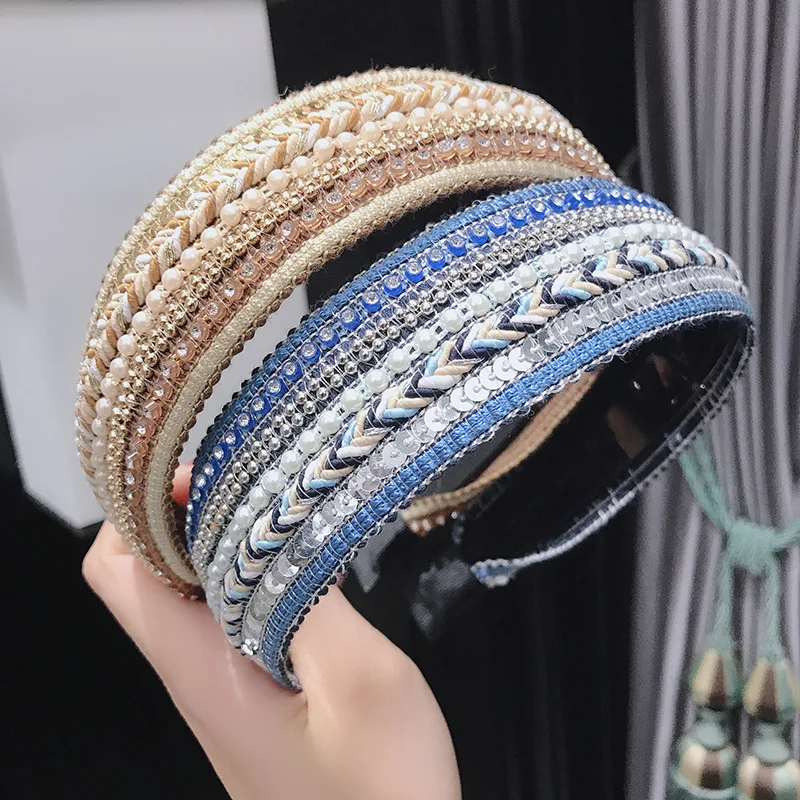 New Fashion Women Headband Center Knot Bohemia Hairband Adult Casual Shining Sequins Individuality Hair Accessories
New Fashion Women Headband Center Knot Bohemia Hairband Adult Casual Shining Sequins Individuality Hair Accessories