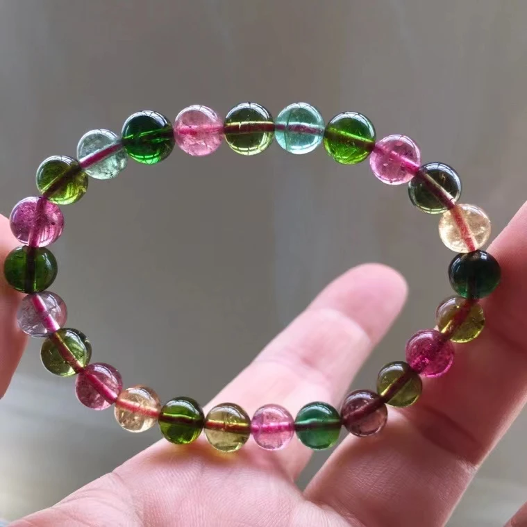Natural Colorful Tourmaline Clear Round Beads Bracelet Brazil 7MM Red Rainbow Tourmaline Women Men AAAAAAA
Natural Colorful Tourmaline Clear Round Beads Bracelet Brazil 7MM Red Rainbow Tourmaline Women Men AAAAAAA