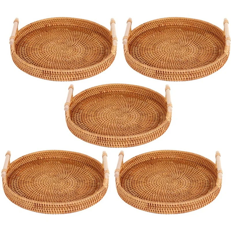 5X Rattan Storage Tray, Round Basket With Handle, Hand-Woven, Rattan Tray Wicker Basket L
5X Rattan Storage Tray, Round Basket With Handle, Hand-Woven, Rattan Tray Wicker Basket L