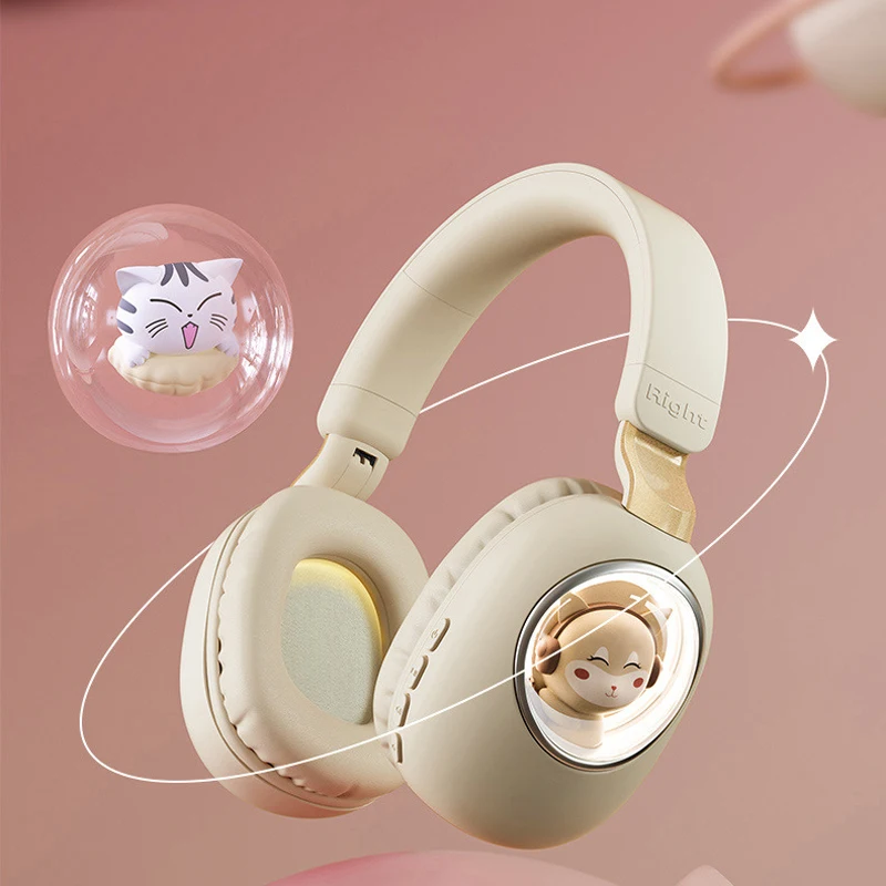 

Bluetooth Headphones Cute Pet Headsets Wireless V5.1 Earbuds Foldable Game Support TF Card 3.5MM Wired Earphone with Microphone