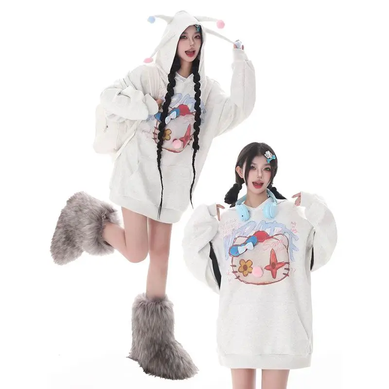 Anime Kawaii Sanrio Hello Kitty Women's Sweater Autumn Winter New Printed Hooded Top Loose and Versatile Korean Couple Clothing
Anime Kawaii Sanrio Hello Kitty Women's Sweater Autumn Winter New Printed Hooded Top Loose and Versatile Korean Couple Clothing