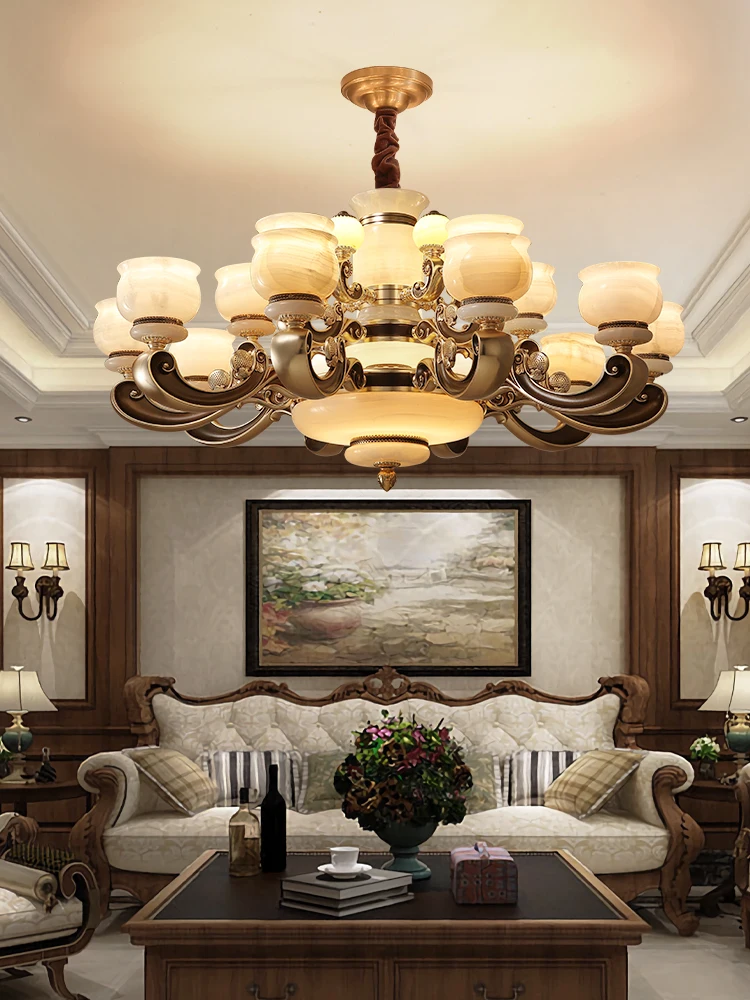 FQ European-Style Chandelier Living Room Natural Jade Luxury Grand Villa Living Room Copper Lamp
FQ European-Style Chandelier Living Room Natural Jade Luxury Grand Villa Living Room Copper Lamp